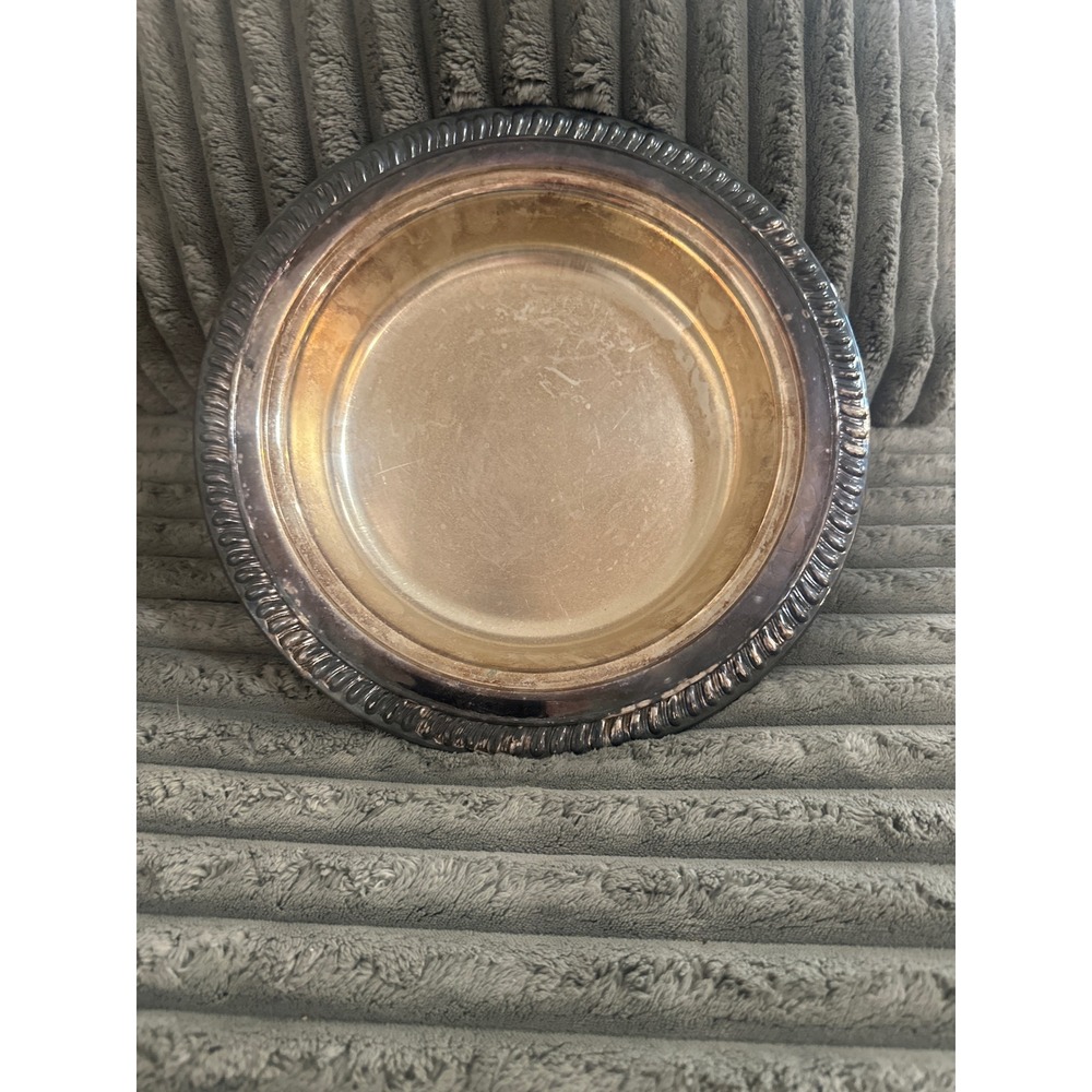 Sheridan Silver Plated Round Serving Bowl Gadroon Rope Rim Vintage 10 Inch